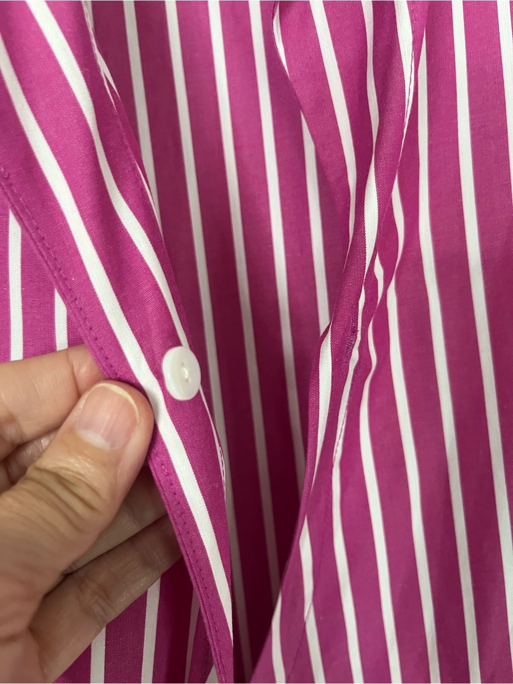 J. Peterman Pink White Stripe Shawl Collar Wrap Blouse Tie Waist Sz 16 Coastal - Picture 11 of 13